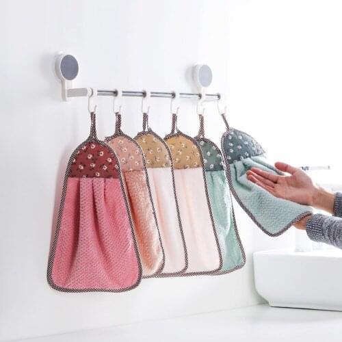 OTHERHOUSE Kitchen Hanging Hand Towel Microfiber Cloth Dish Towels Washcloth Water Absorption Dish Cloth Tableware Cleaning Rag