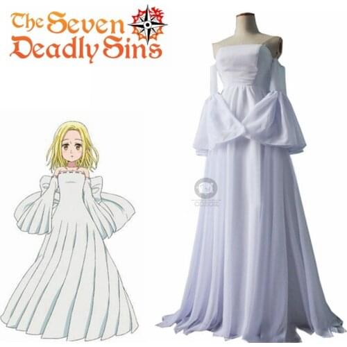 Hot Anime The Seven Deadly Sins Elaine Cosplay Costume Party Lolita White Dress Custom-made Fit For You Free Shipping