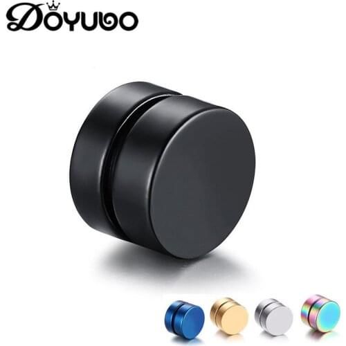 DOYUBO Simple Style 316L Stainless Steel Round Clip Earrings For Men And Women Colorful Unisex Cool Earrings Fnie Jewelry DB015