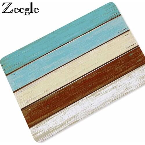 Zeegle Wood Pattern Rubber Mats Outdoor Rugs Absorbent Bathroom Floor Mats Kitchen Rug Non-slip Doormat Bedroom Carpet Foot Mat