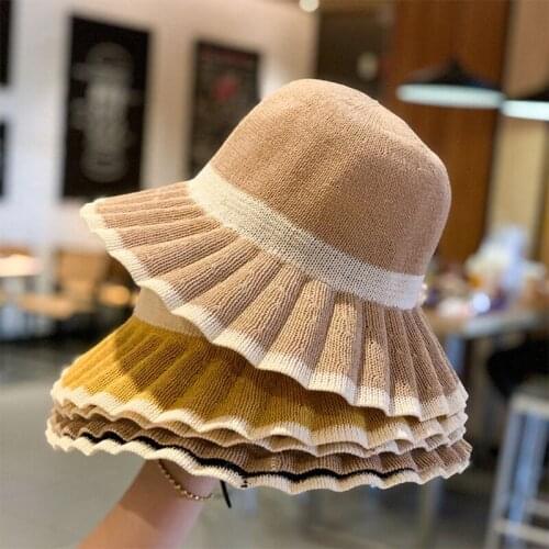 Wide Brim Sun Hat Corrugated Brim Color Visor in with Wide Edge Bucket Hat Exercising Outdoors Breathable