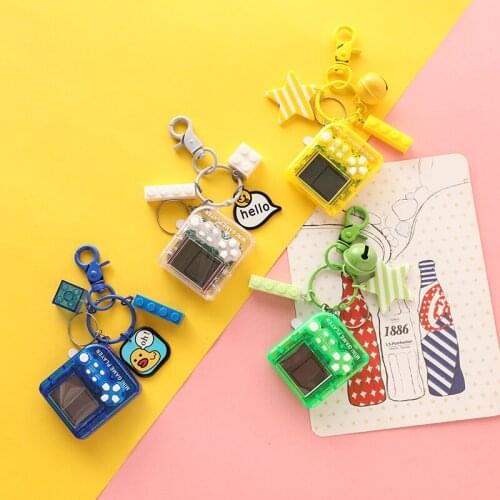 Creative Mini Tetris Game Key Chain Cute Student Personality Keychain Car Bag Ornaments Key Ring Pendant Girls Kids Couples Gift