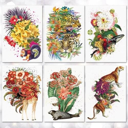 Waterproof Temporary Tattoo Sticker Watercolor Tiger Wolf Animal Pattern Tattoo Water Transfer Body Art Fake Tattoo