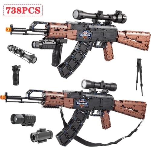 Military SWAT WW2 AK47 Weapon Model Building Blocks High-tech City Police Gun Assault Rifle Bricks Education Toys for children