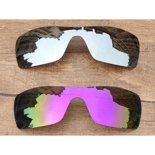Vonxyz 2 Pieces Chrome Mirror & Violet Mirror Polarized Replacement Lenses for-Oakley Batwolf Frame