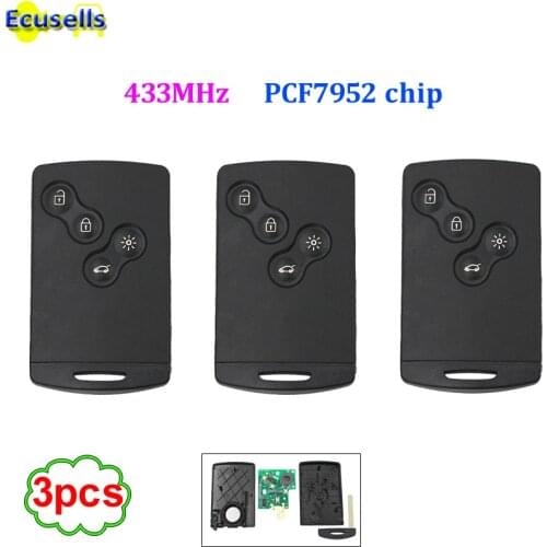 3pcs/lot high quality Smart Remote Key 4 Buttons 434MHZ With PCF7952 Chip For Renault Koleos CLIO