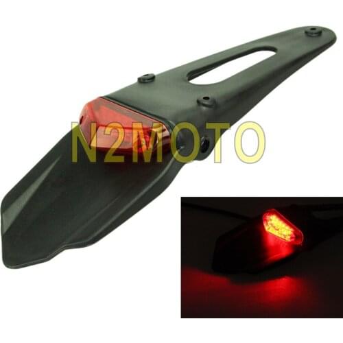 Motorcycle Enduro Red LED Tail Brake Light Rear Fender License Plate Bracket Holder for Honda Kawasaki Suzuki