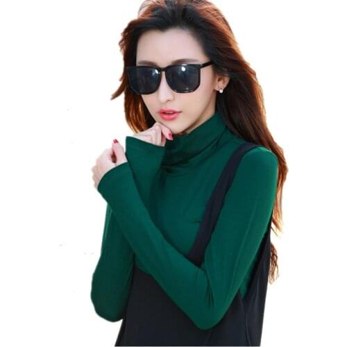 Cotton T Shirt Women 2020 Spring Autumn Turtleneck Long Sleeve Casual Basic T-Shirt Plus Size S-5XL 6XL tops Women Clothing