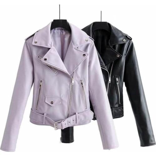 Woman Leather Jackets 2020 New Spring Autumn Long Sleeve Solid Slim Zipper Pu Coat Fashion Ladies Moto Casual Top Abrigos Mujer