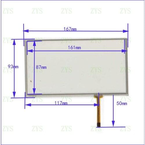 ZhiYuSun SV0704W-04 7inch 4-wire resistive touch panel for Car DVD, 167*93mm GPS Navigator screen glass