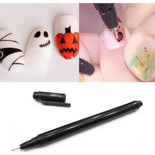 1PC Nail Art Graffiti Pen Black Nail Art Adorn Tools Painting Drawing Liner Brush DIY Flower Pattern Fine Details Manicure Tools