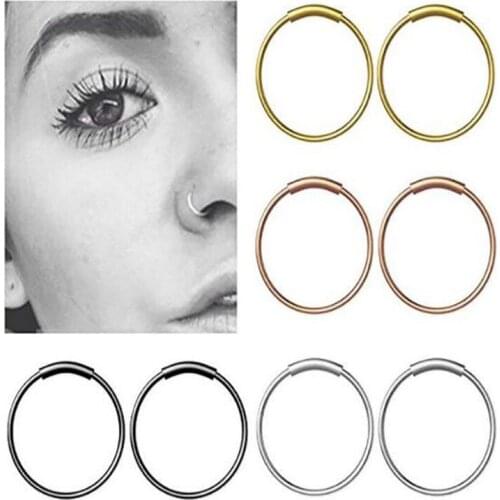 1PC Steel Hinged Clicker circle ring Piercing Nose Ring Hoop Lip Ear Ring Body Jewelry Piercing Clip Gift