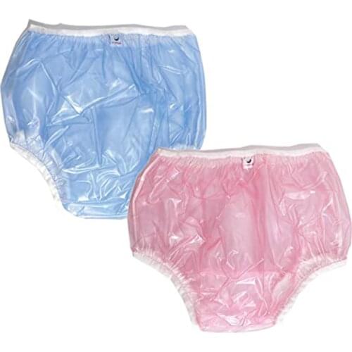 2PCS DDLG adult baby diapers panties 5 Incontinence PVC Reusable diapers Baby soft Diapers panties abdl training panties Blue XL