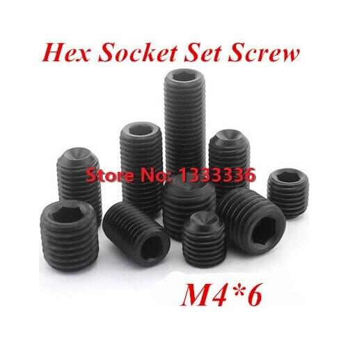 200pcs/lot M4*6 DIN916 Cup Point Hex Socket Set Screw Alloy Steel Grade 12.9 Headless Grub Screw