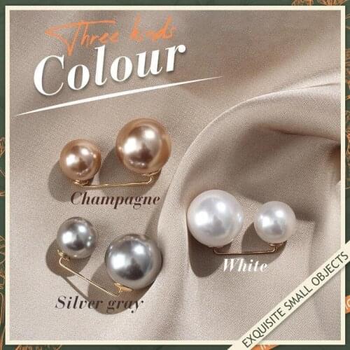 3Pcs/Set Double Pearl Pins for Women Designer Female Brooches Clothes Accessories Simulated Pearl Knit Shirt Jewelry