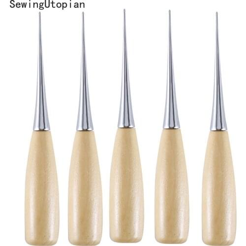 5PCS Leather Manual Awl Craftwork Awl Leather Hole Puncher Positioning Drill Tools Leather Piercer Supplies Sewing Accessories
