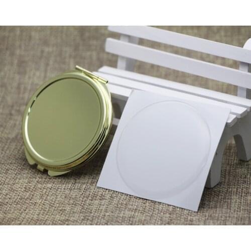 62mm Gold Compact Mirror Blank Magnifying Pocket Mirror +Epoxy Sticker DIY set #18032