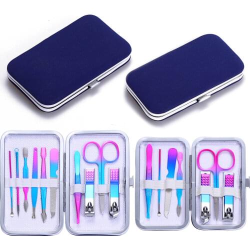 7-10 new professional nail clippers and pedicure scissors set stainless steel hook portable manicure nail clippers tool set