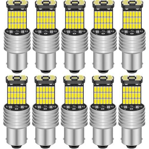 10pcs Car T20 7440 7443 LED Bulbs Canbus LED 1156 P21W BA15S LED 1157 BAY15D PY21W 3157 For Brake Reverse Light Turn Signal 12V