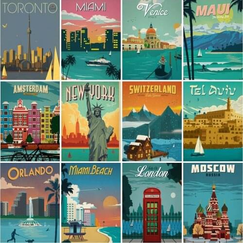 AZQSD Diy Coloring Picture By Numbers City New York Unique Gift For Children Painting By Numbers Landscape Home Decoration