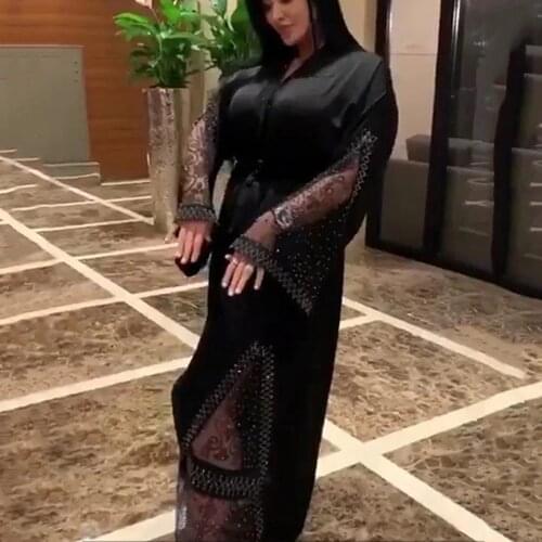 Bangladesh Dubai Abaya Hijab Evening Arabic Dress Islam Djellaba Clothes Turkey Abaya Muslim Black Dress Women Diamond Robe 2021