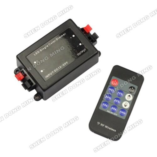 Free Shipping LED Single Color Dimmer LED Wireless Controller 8A 192W DC12V-24V RF 11key Remote For LED Single Color Strip