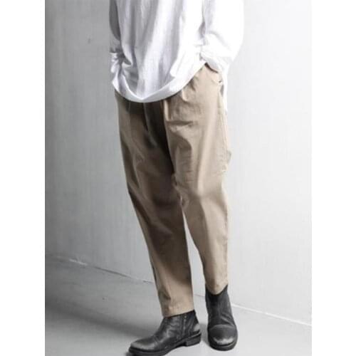 Mens harlan trousers new casual flax cone straight casual simple large size trousers with loose waist