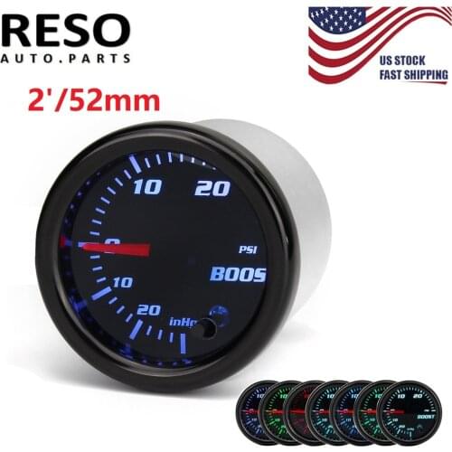 RESO--2" Digital Boost Gauge 7 Color Tinted 0-30 PSI Pressure 52mm Turbo Meter