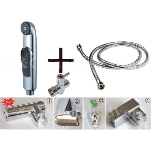 G1/2, G7/8, G3/4, M18X1.5L Optional T-adapter Clean Hand Held Bidet Shattaf Attachment Chrome Finish Complete Kit A1101ST