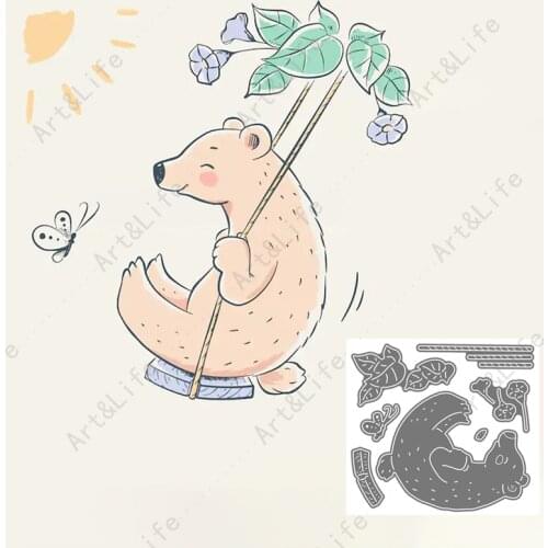 Hot New Little Bear on the Swing Metal Cutting Dies Stencils for Making Scrapbooking Album Birthday Card Embossing Cut Die