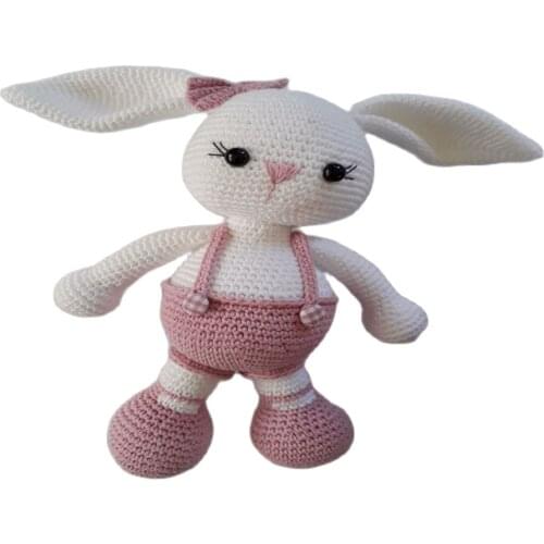Amigurimi Tiny Rabbit Toy Game Child Baby Sleeping Friend Cute Hand Zanaatı Crochet Knitted Safe Healthy Pink White