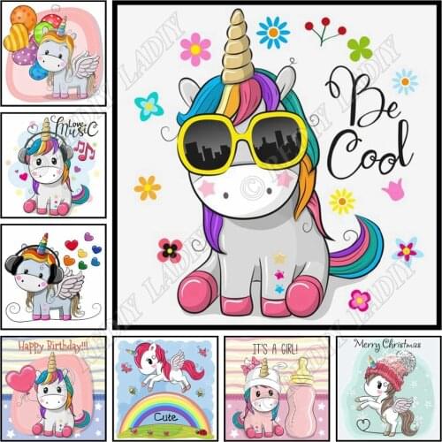 Full Square / Round Diamond Embroidery Crystal Mosaic Picture Cartoon Unicorn DIY Diamond Painting Cross Stitch Hobbies & Crafts