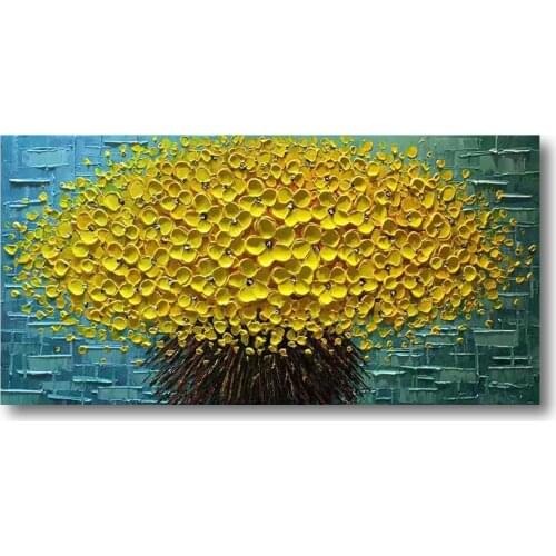 Yellow Flower Oil Paintings Canvas Wall Art Painted by Hand Modern Wall Décor for Living Room 4D Bedroom Wall Art