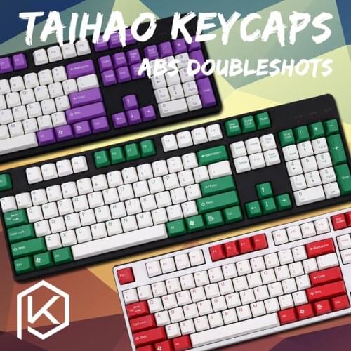 Taihao abs double shot keycaps for diy gaming mechanical keyboard color of red green blue purple wihte black dolch pink