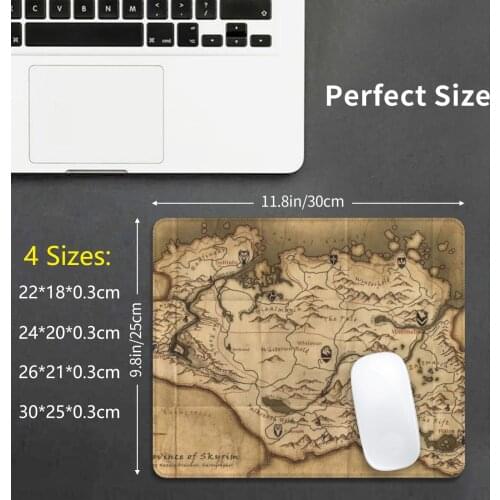Skyrim Map Mouse Pad DIY Print Skyrim Game Play Pc Gamer War Map Elder Scrolls Land Sea Christmas