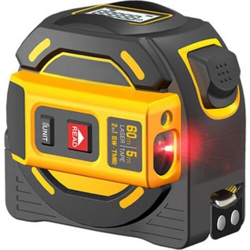 2 In 1 Laser Distance Meter Range Finder 40m 60m Retractable Digital High Precision Electronic Measure Tape Woodworking Tools