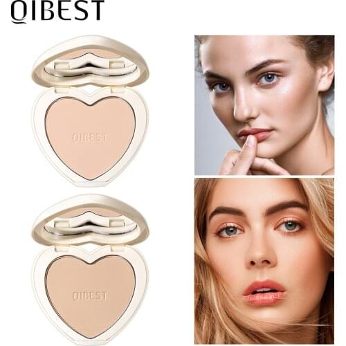QIBEST Makeup Face Pressed Powder Smooth Finish Concealer Setting Powder Oil Control Mineral Foundation Powder Cosmetic 4 Colors
