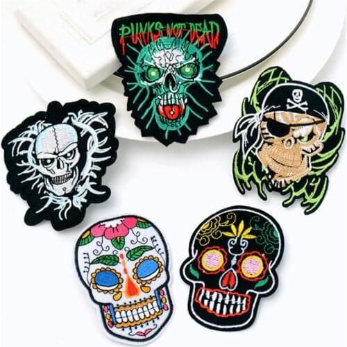 Maxsin 1 Pcs High Quality Embroidery Skull Stickers Iron On Clothes Shoe Hat Jeans Handbag Patch Decorative DIY Accessories