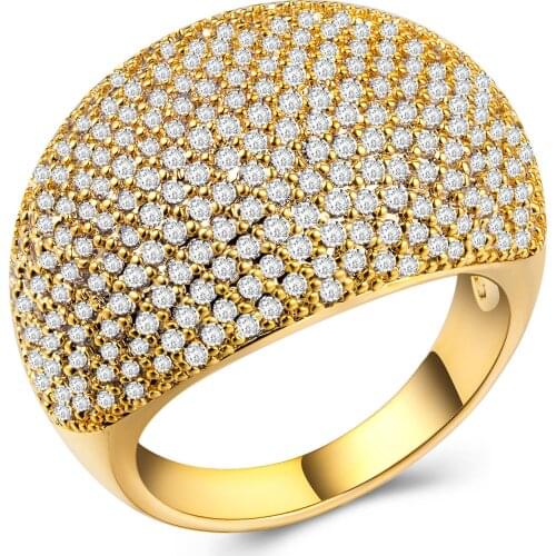 MIQIAO 18K Gold Plated Luxury Full Crystal Zircon Shinning Vintage Boho Rings for Women Wedding Couple Friends Gift Fashion Anel
