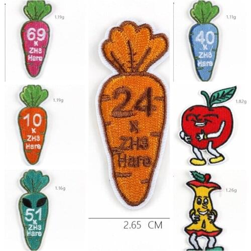 Cartoon Fruit Apple Carrot Personality Fashion Patch Cloth Sticker Adhesive Hot Sticker Iron Ironing Applique on Clothes
