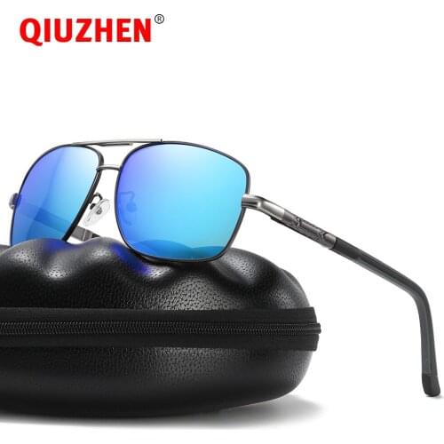 Mens Rectangle Metal Polar Sun Glasses with Spring Temple Polarized Sunglasses for Driving and Fishing Anti Glare Sunglass 1386