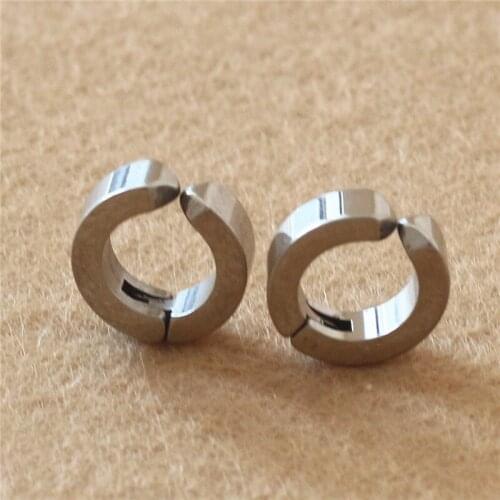 Size 4mm*9mm Round Trendy Brief 316L Stainless Steel Vacuum Plating Men Earring Clips Earrings Jewelry No Fade