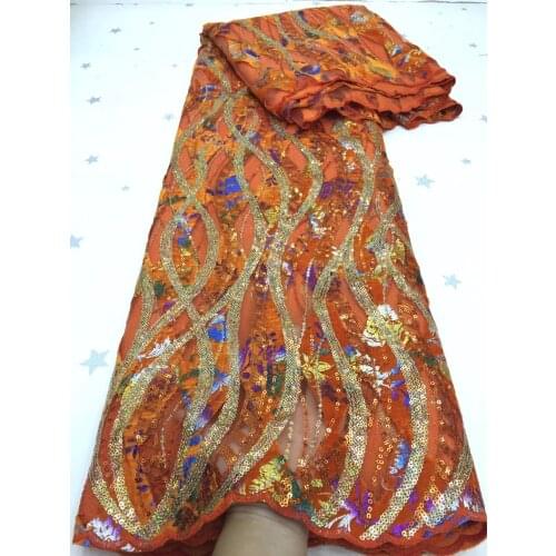 Nigeria mesh tulle lace best-selling sequined lace fabric for African women wedding evening dress FJ4369