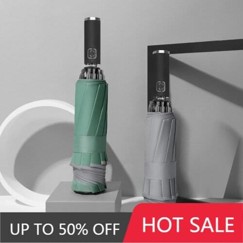 Reflective Automatic Ten-Bone Three-Fold Reverse Umbrella Mens and Womens Business Gifts cute umbrella unbrella