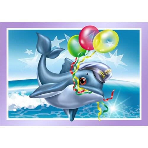 Full round 5D DIY diamond painting animal dolphin diamond embroidery kit mosaic cartoon landscape home decoration 30*40