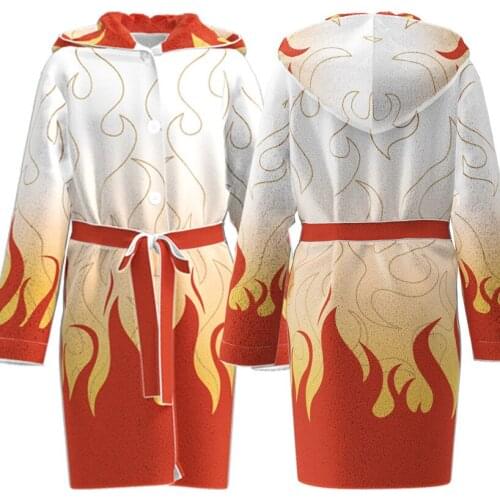 Popular Sleepwear Cosplay Anime Demon Slayer Costume Flannel Bathrobe Cape Pajamas Autumn Winter Thick Robe Adult Kid Sleepwear