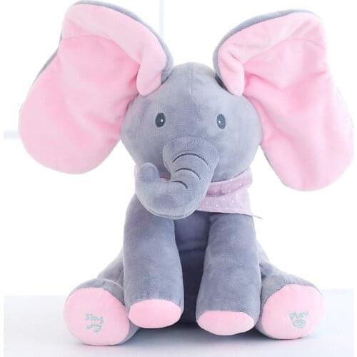 Robots Pet Elephant Electric Toys Ears Move Music Baby Animal Hide And Seek Cat Soothing Doll Elephant Dog Rabbit Plush Toy Kids