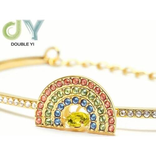Luxury Band Rainbow Diamond Bracelet For Women Zircon Diamond Bracelet Crystal Engagement Wedding Fine Jewelry Gift