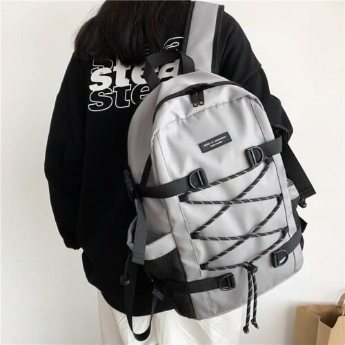 Backpack mens fashion ins tide brand large capacity Harajuku Hong Kong wind tooling bag womens computer backpack