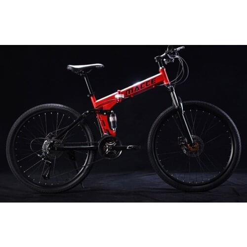 24 Inch Folding Mountain Bicycle 21 Speed Double Shock Absorption Off-Road Variable Speed Adult Student One-Wheeled Bike